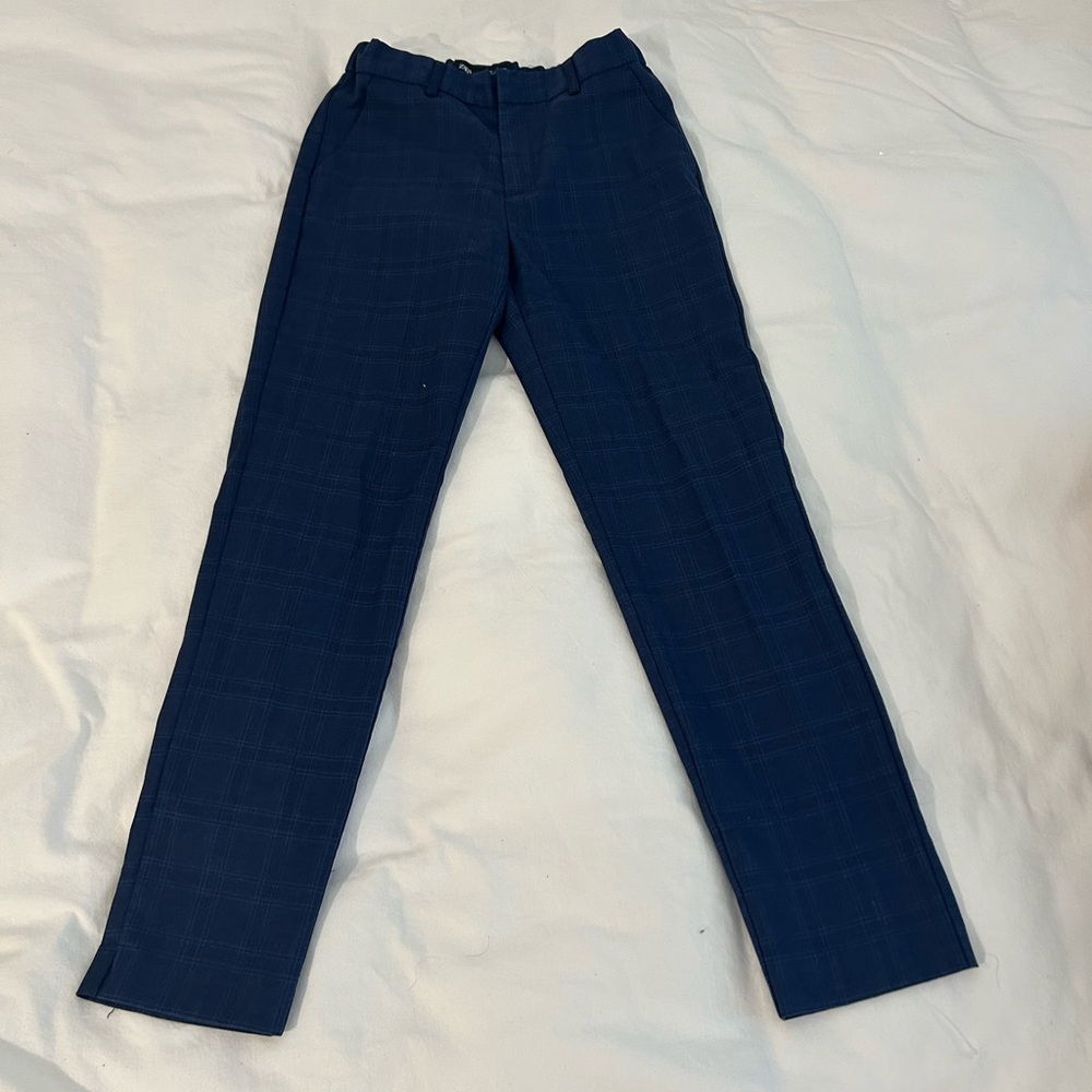 Zara boys plaid Blue Dress Pants